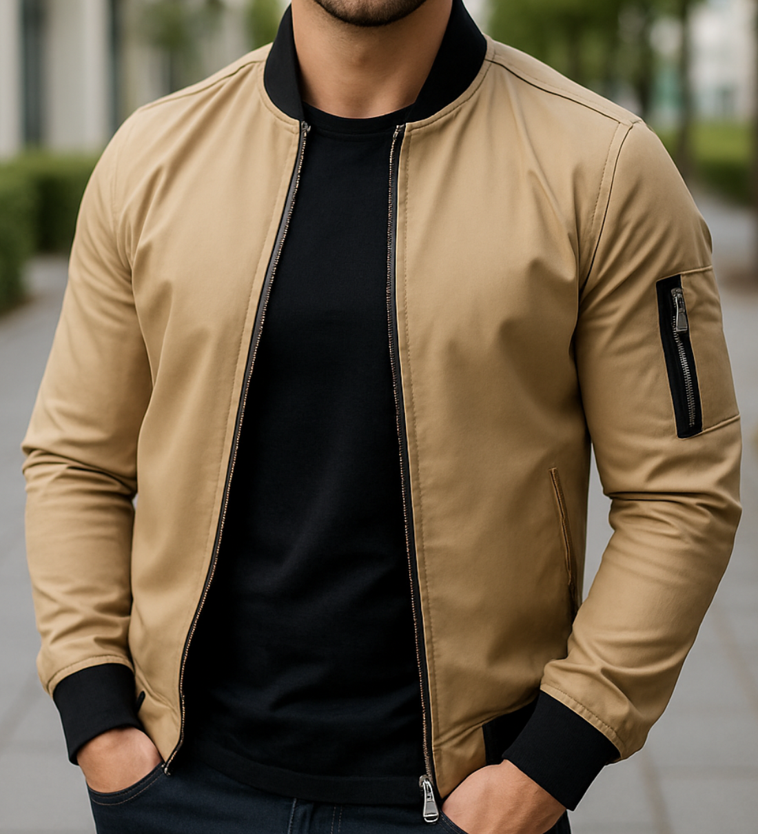 Ľahká zimná bunda so zipsom a vreckami