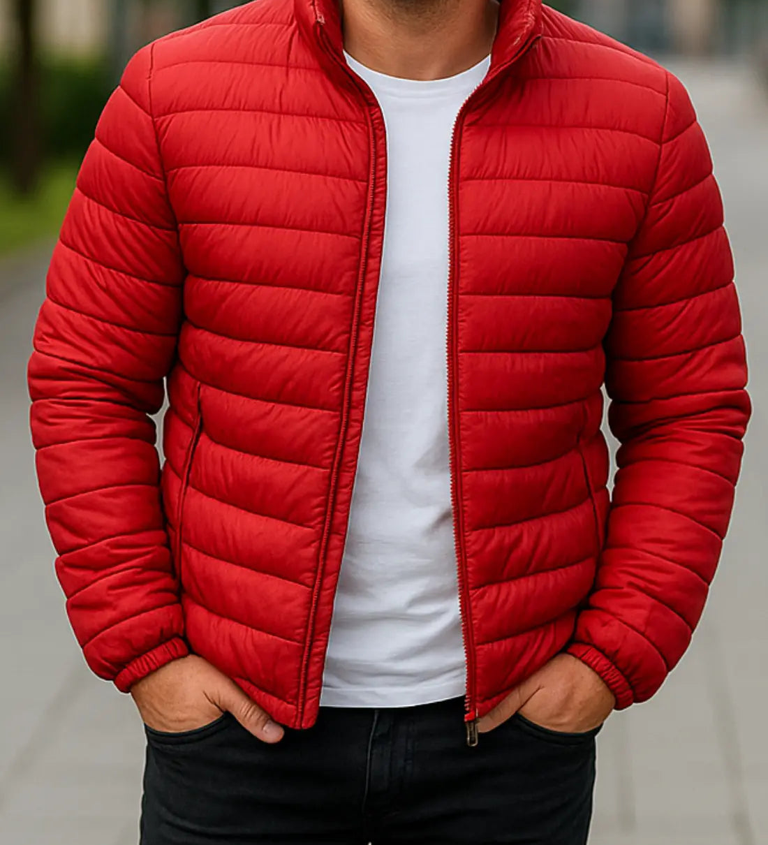 Teplá prešívaná bunda s golierom