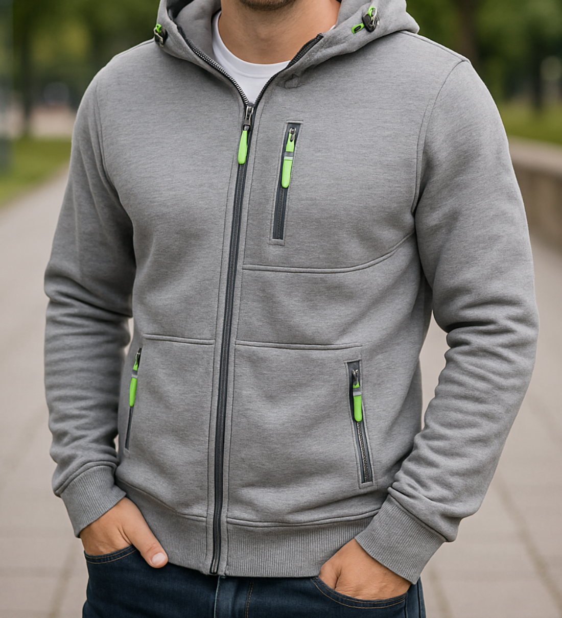 Pánska voľnočasová fitness mikina s kapucňou