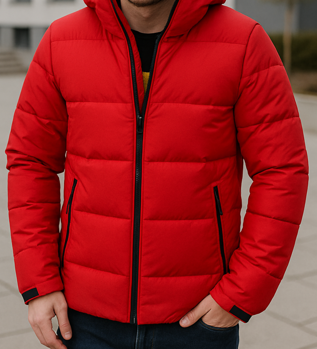 Teplá páperová bunda s odnímateľnou kapucňou