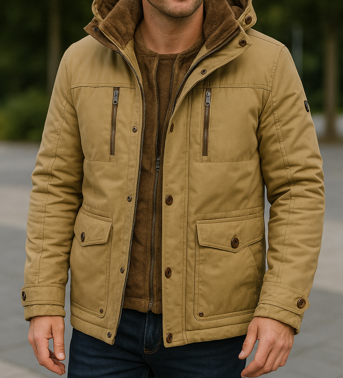 Teplý stredne dlhý zimný kabát