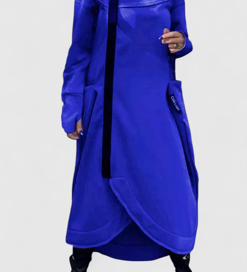 MARIE-Dlhý kabát s kapucňou a zipsom