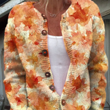 Clémence™ | Cardigan Listy Jesene S Gombíkmi