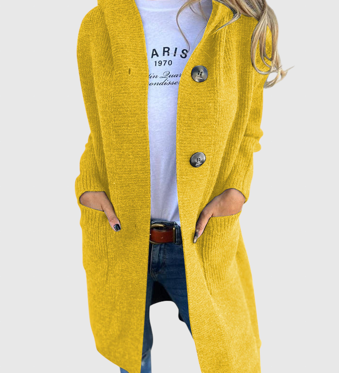 Giselle – Dlhý pletený kabát s kapucňou