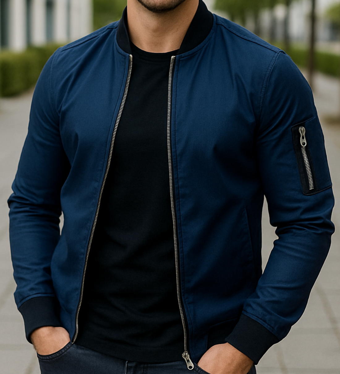 Ľahká zimná bunda so zipsom a vreckami