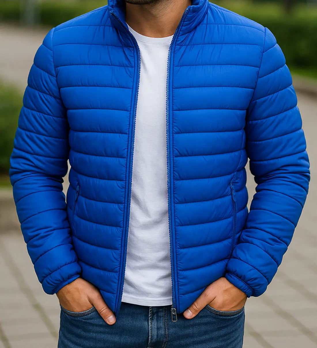 Teplá prešívaná bunda s golierom