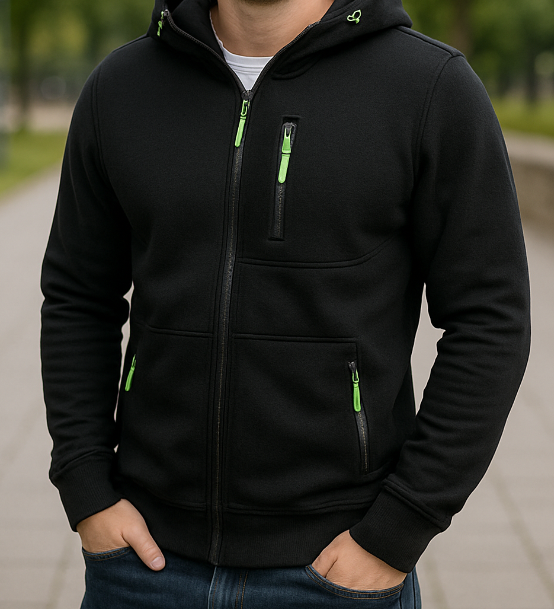 Pánska voľnočasová fitness mikina s kapucňou