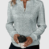 Amalie - Pletený sveter s copánkovým vzorom na zips