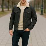 Pánsky zimný kabát s zamatovou podšívkou