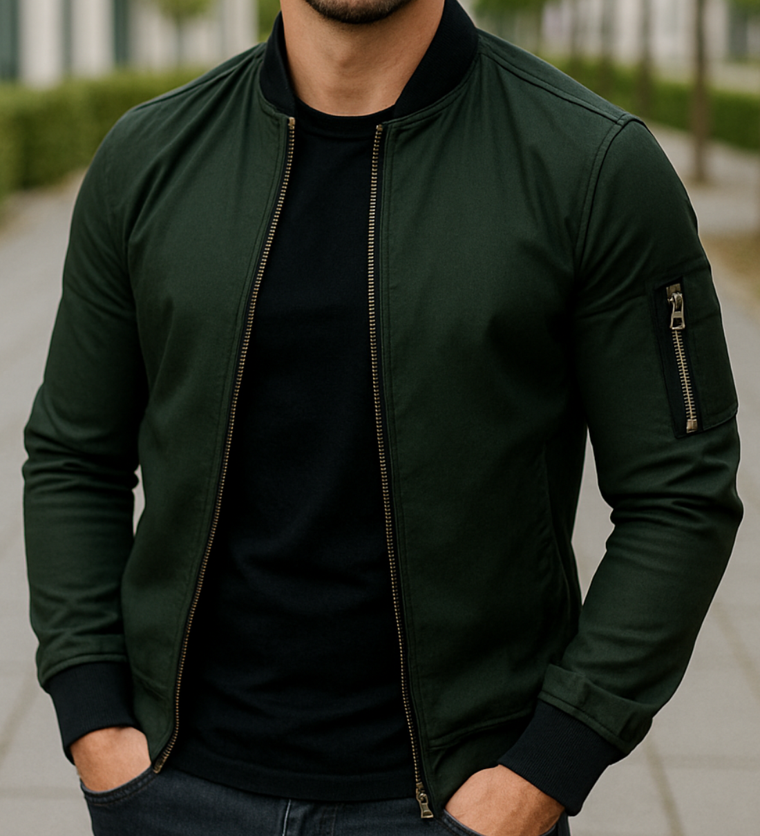 Ľahká zimná bunda so zipsom a vreckami