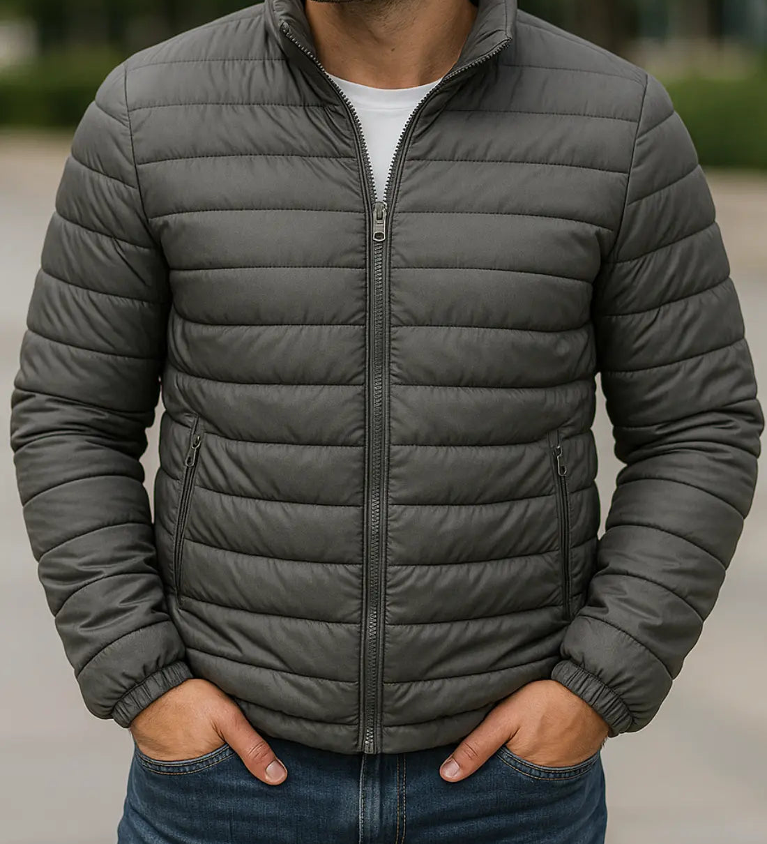 Teplá prešívaná bunda s golierom