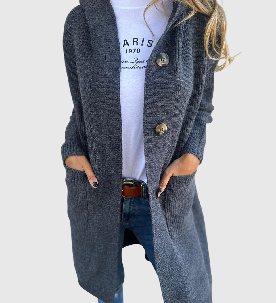 Giselle – Dlhý pletený kabát s kapucňou