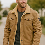 Pánsky zimný kabát s zamatovou podšívkou