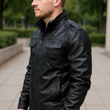 Kožená motorkárska bunda vyrobená z PU