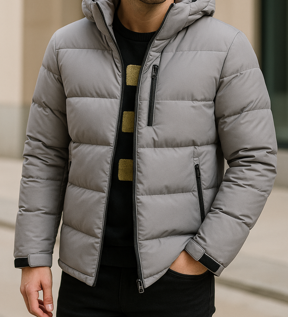 Teplá páperová bunda s odnímateľnou kapucňou