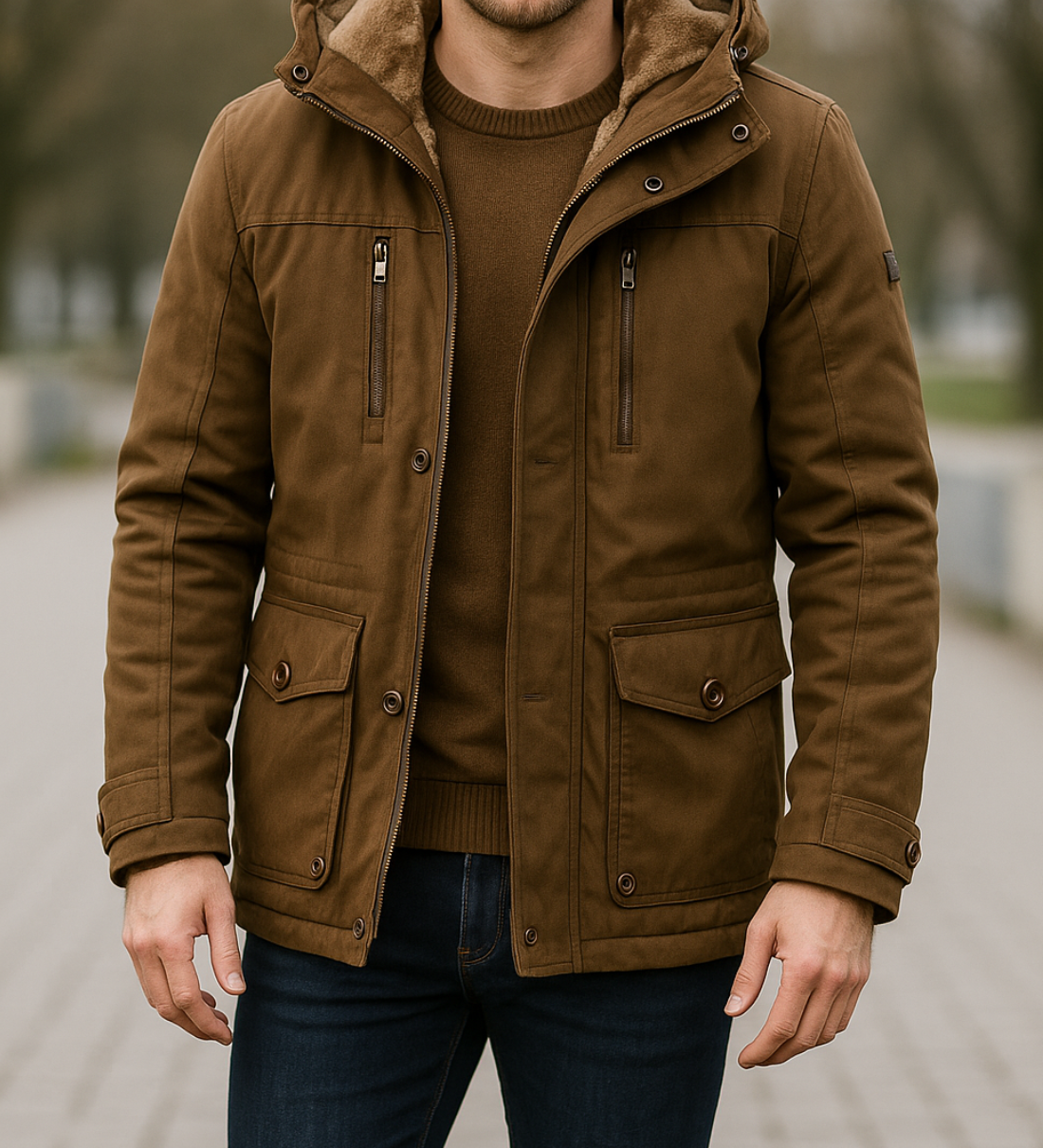 Teplý stredne dlhý zimný kabát