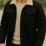 Pánsky zimný kabát s zamatovou podšívkou