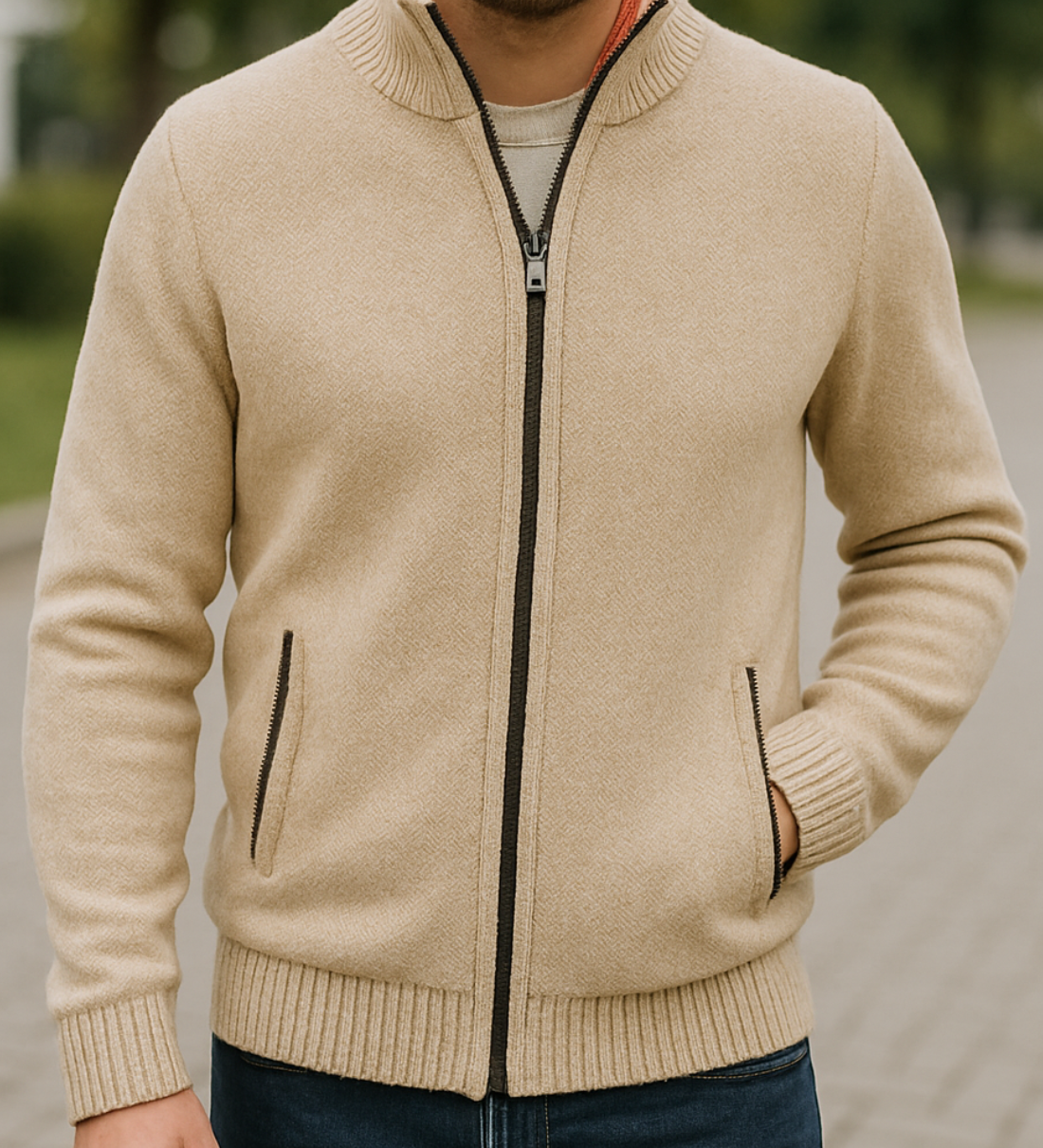 Luxusná pletená slim fit bunda