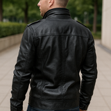 Kožená motorkárska bunda vyrobená z PU