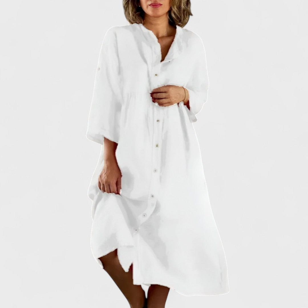 Isa - Bavlneno-ľanové Košilové Šaty