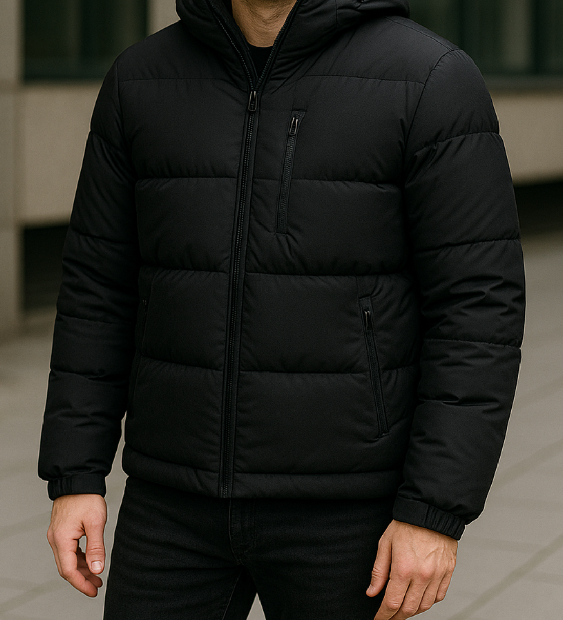 Teplá páperová bunda s odnímateľnou kapucňou