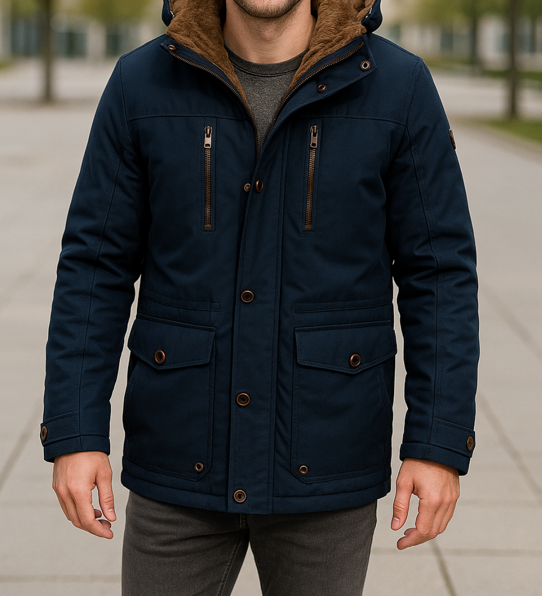 Teplý stredne dlhý zimný kabát