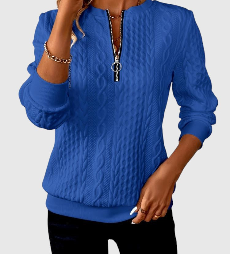 Amalie - Pletený sveter s copánkovým vzorom na zips