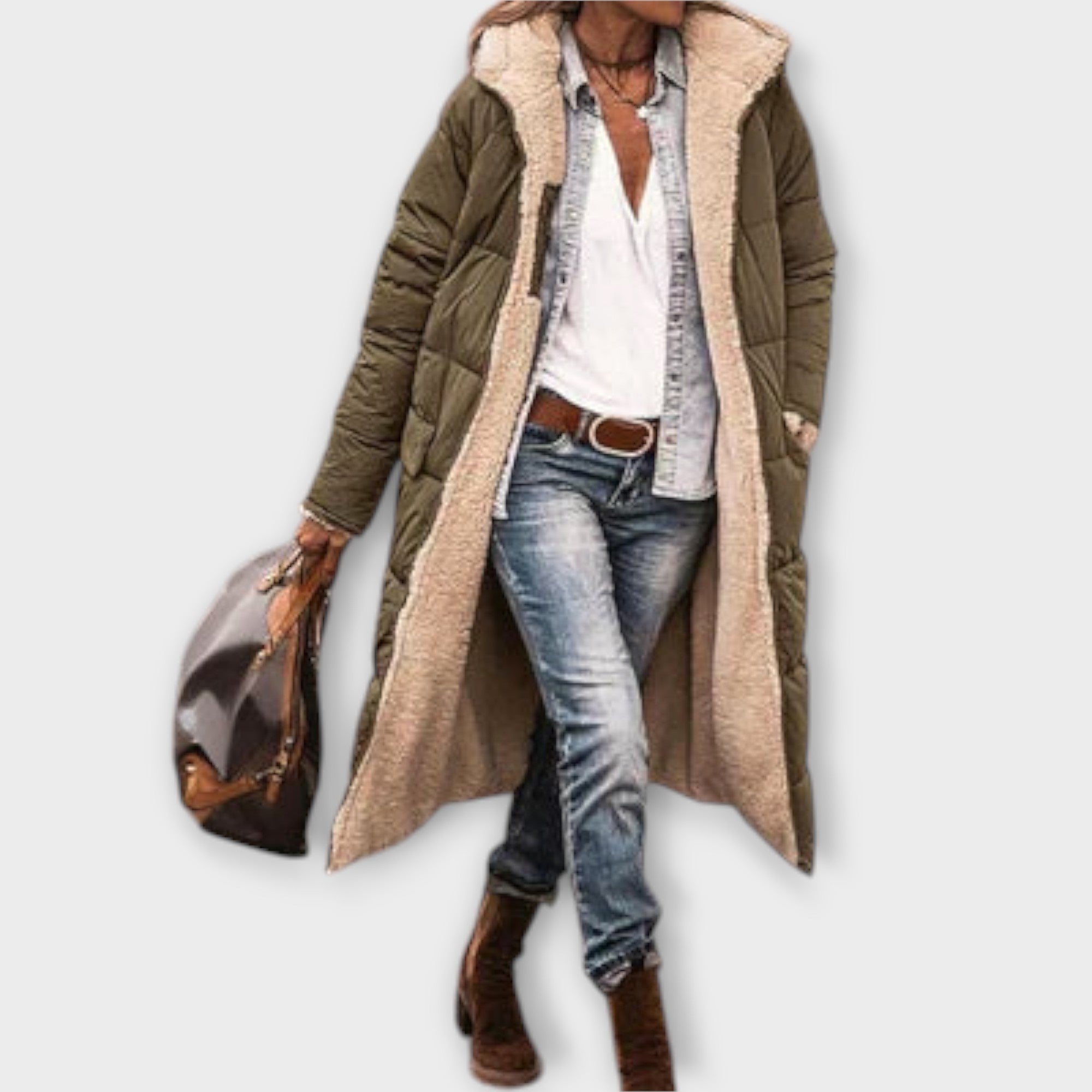 Kora - Hrejivý kabát s kožušinovou podšívkou