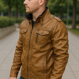 Kožená motorkárska bunda vyrobená z PU