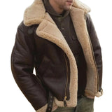 Kožená bunda s dlhými rukávmi a mäkkým plyšom