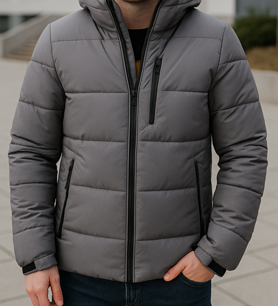 Teplá páperová bunda s odnímateľnou kapucňou