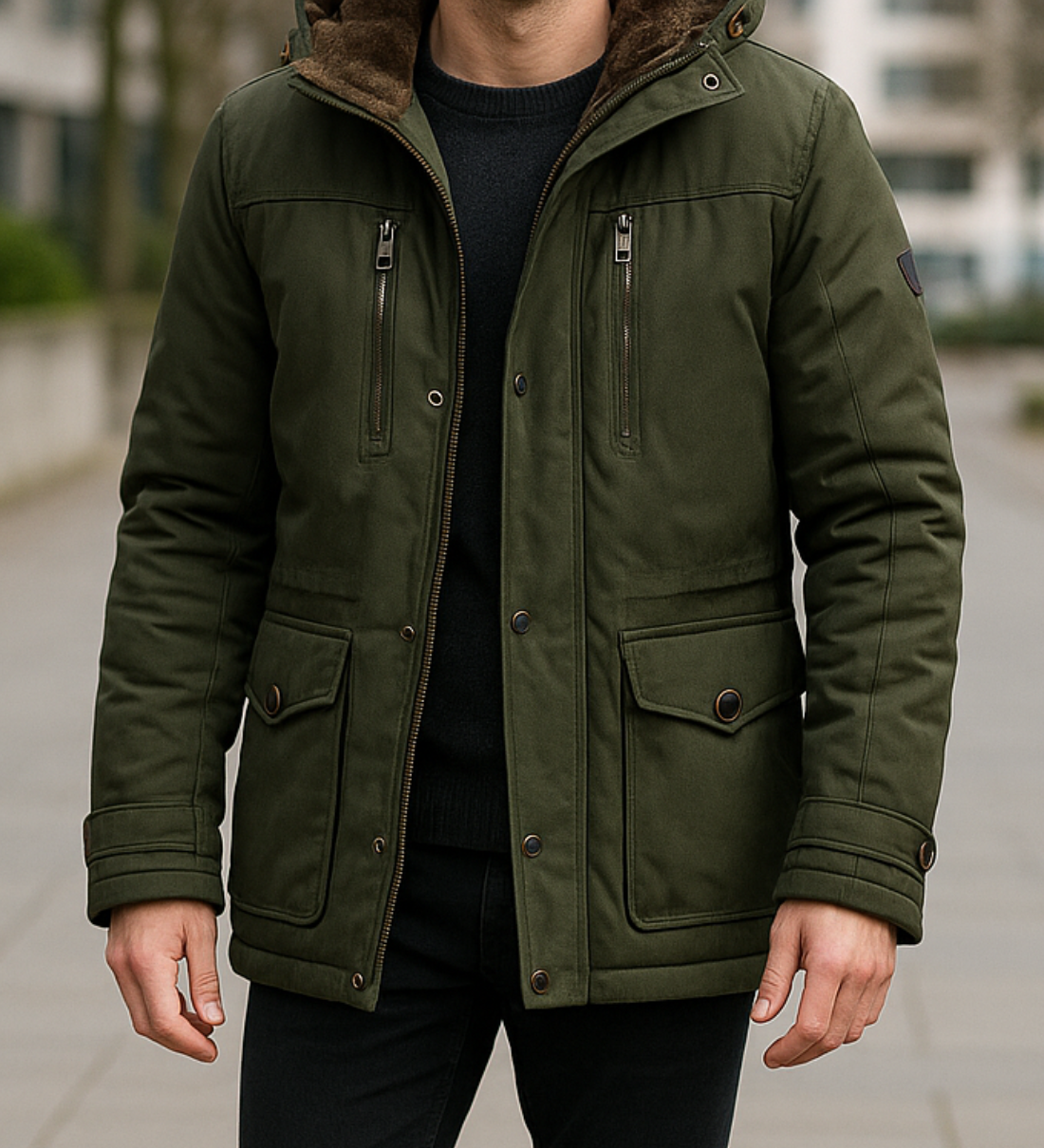 Teplý stredne dlhý zimný kabát