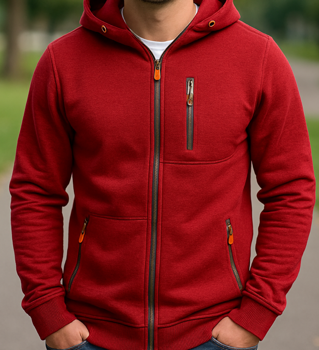 Pánska voľnočasová fitness mikina s kapucňou