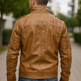 Kožená motorkárska bunda vyrobená z PU