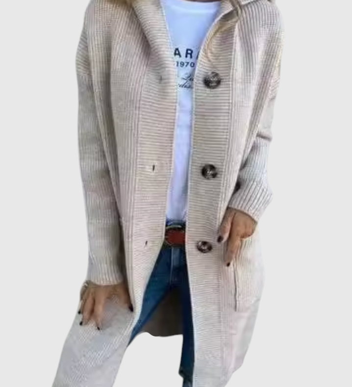 Giselle – Dlhý pletený kabát s kapucňou