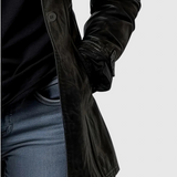 Adelina - Kožený kabát z talianskej kože s gombíkmi