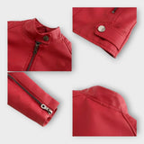 Moderná Krátka Kožená Bunda na Zips