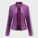 Moderná Krátka Kožená Bunda na Zips