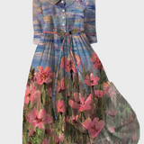 Impresionistické vzorované dlhé šaty