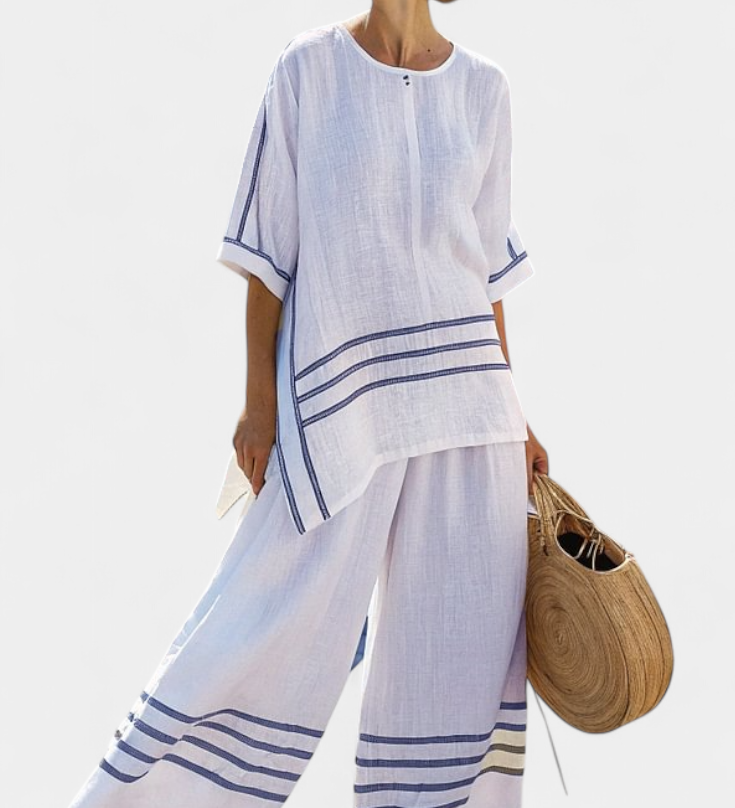 Overal s širokými pruhmi a asymetrickým strihom - moderný a pohodlný štýl