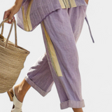 Sada z ľanového bambusu s očarujúcou levanduľou a detailmi v žltom pruhu