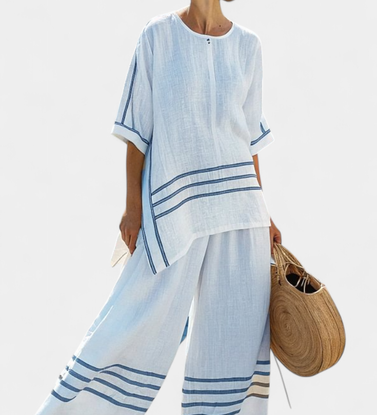 Overal s širokými pruhmi a asymetrickým strihom - moderný a pohodlný štýl