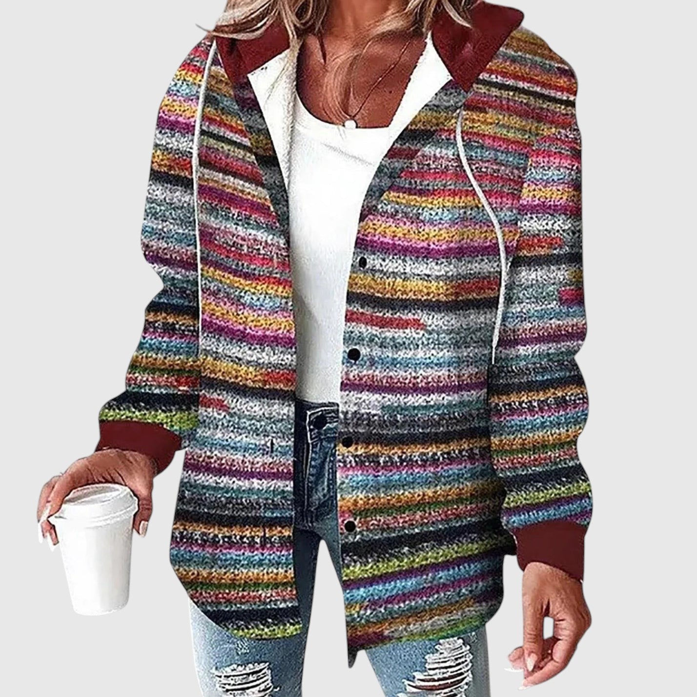 Maya – Kockovaný ležérny kabát s kapucňou