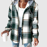 Maya – Kockovaný ležérny kabát s kapucňou