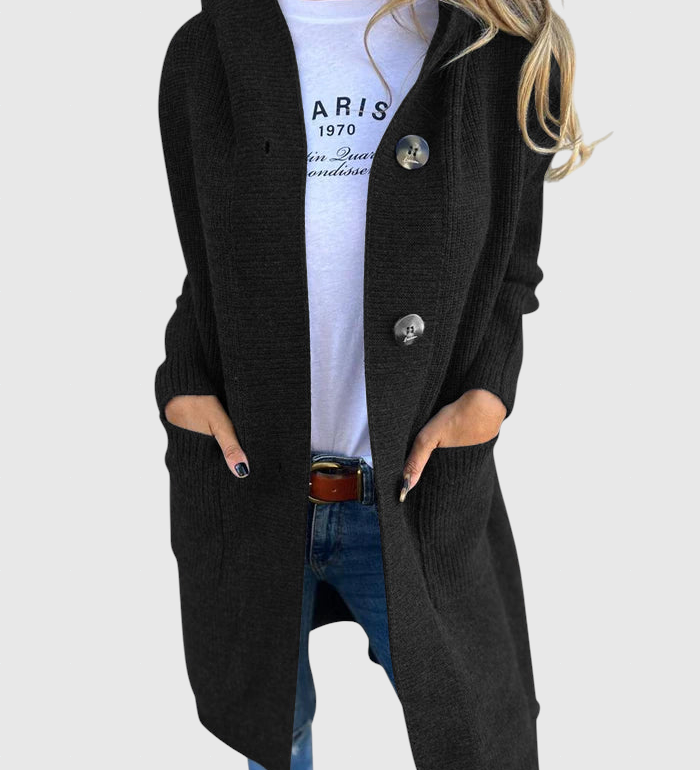 Giselle – Dlhý pletený kabát s kapucňou