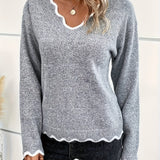 Éléonore™ | Pulóver s výstrihom do V a volánikmi
