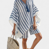 Sada pruhovaných Nancy s oversized tričkom a elegantnými šortkami