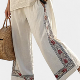 Souprava Stredomoria Daisy z bambusového ľanu s elegantnými červenými a zelenými pruhmi