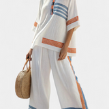 Sada etnický Daisy v bielej s detailmi v modrej a oranžovej – jedinečný a živý štýl