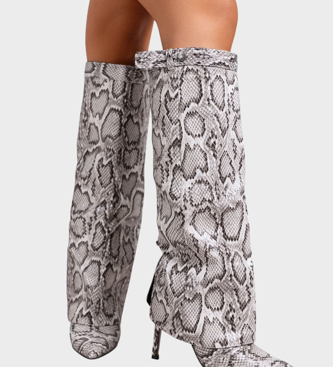 Katarína ｜ Visoke čižmy s animal printom i tankom potpeticom